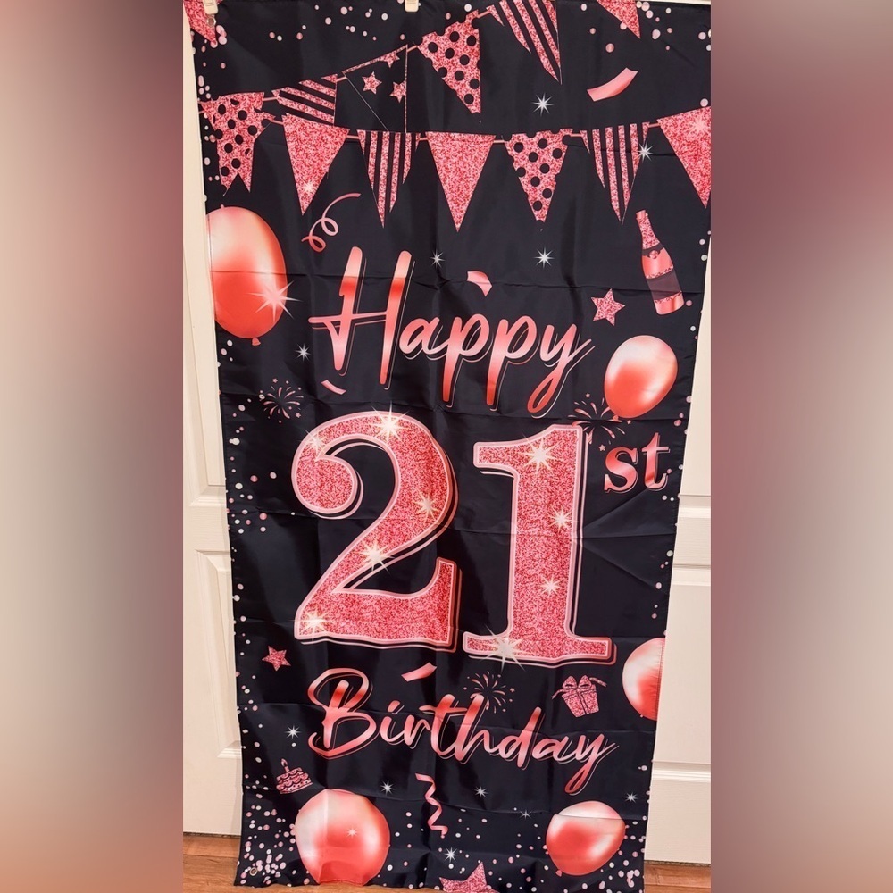Pink and Black 21st Birthday Banner​​​​
